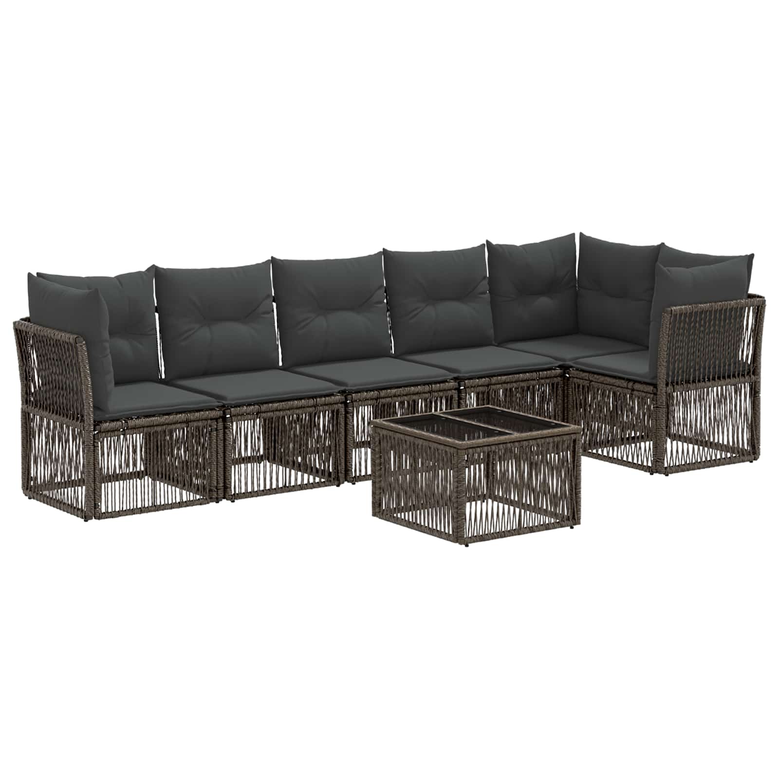 Gartensofa-set 7 stk. Grau Poly-Rattan