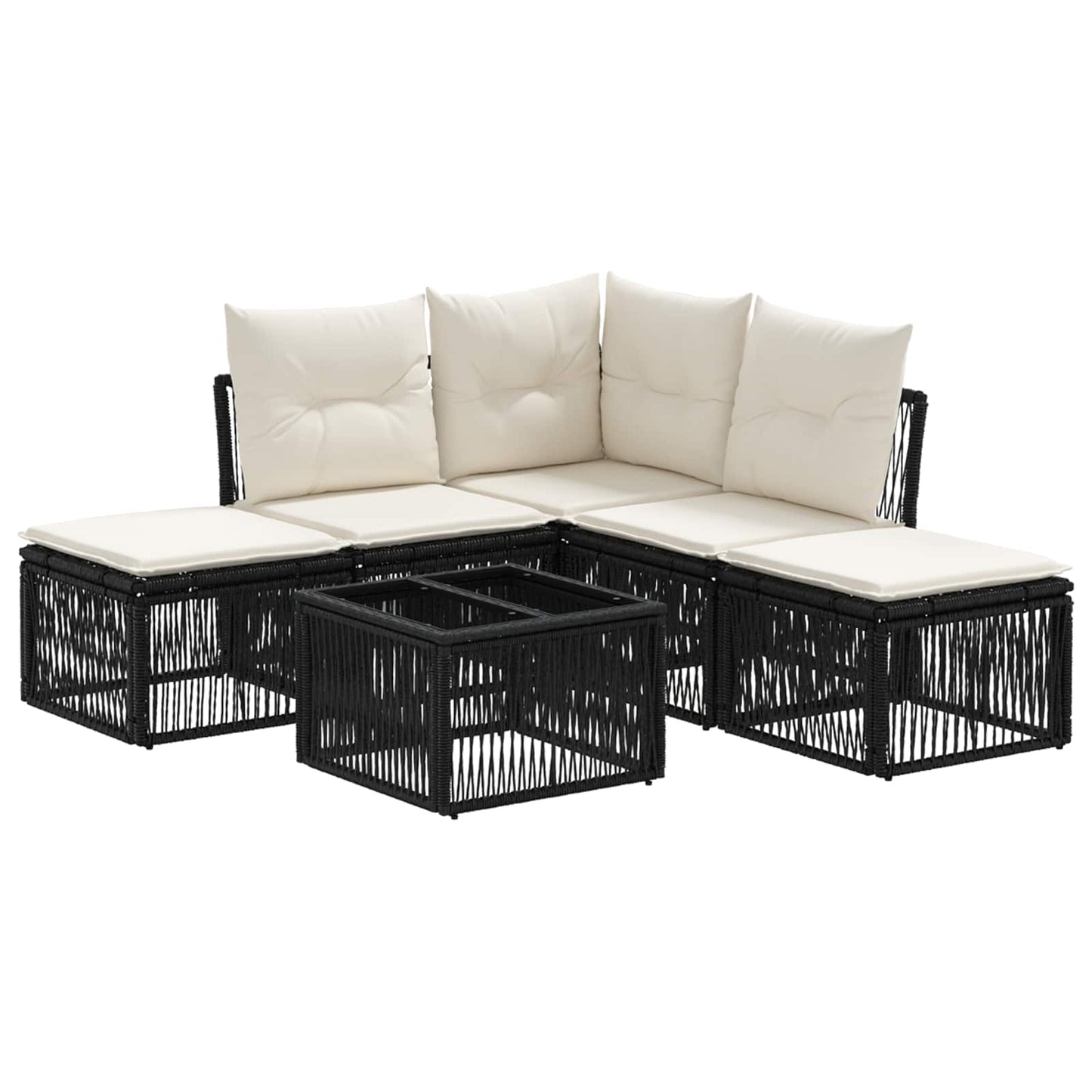 Gartensofa-set 6 stk. Schwarz Poly-Rattan