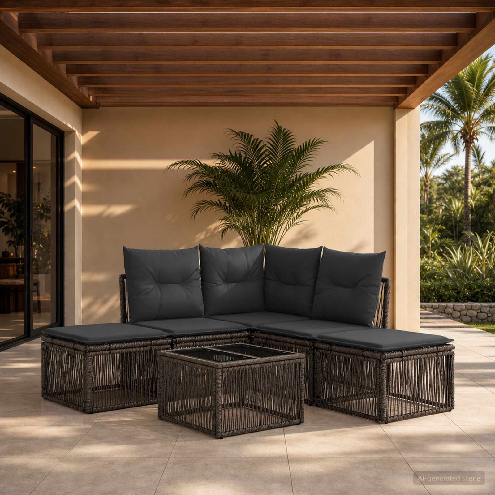 Gartensofa-set 6 stk. Grau Poly-Rattan