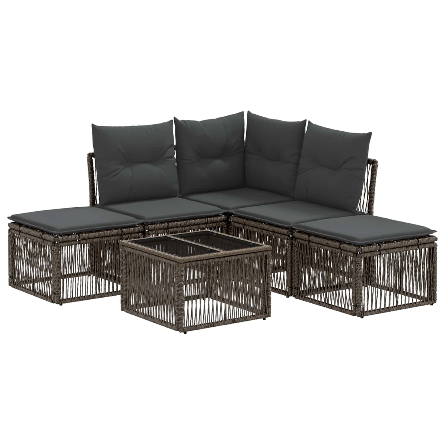 Gartensofa-set 6 pcs Grau Poly-Rattan