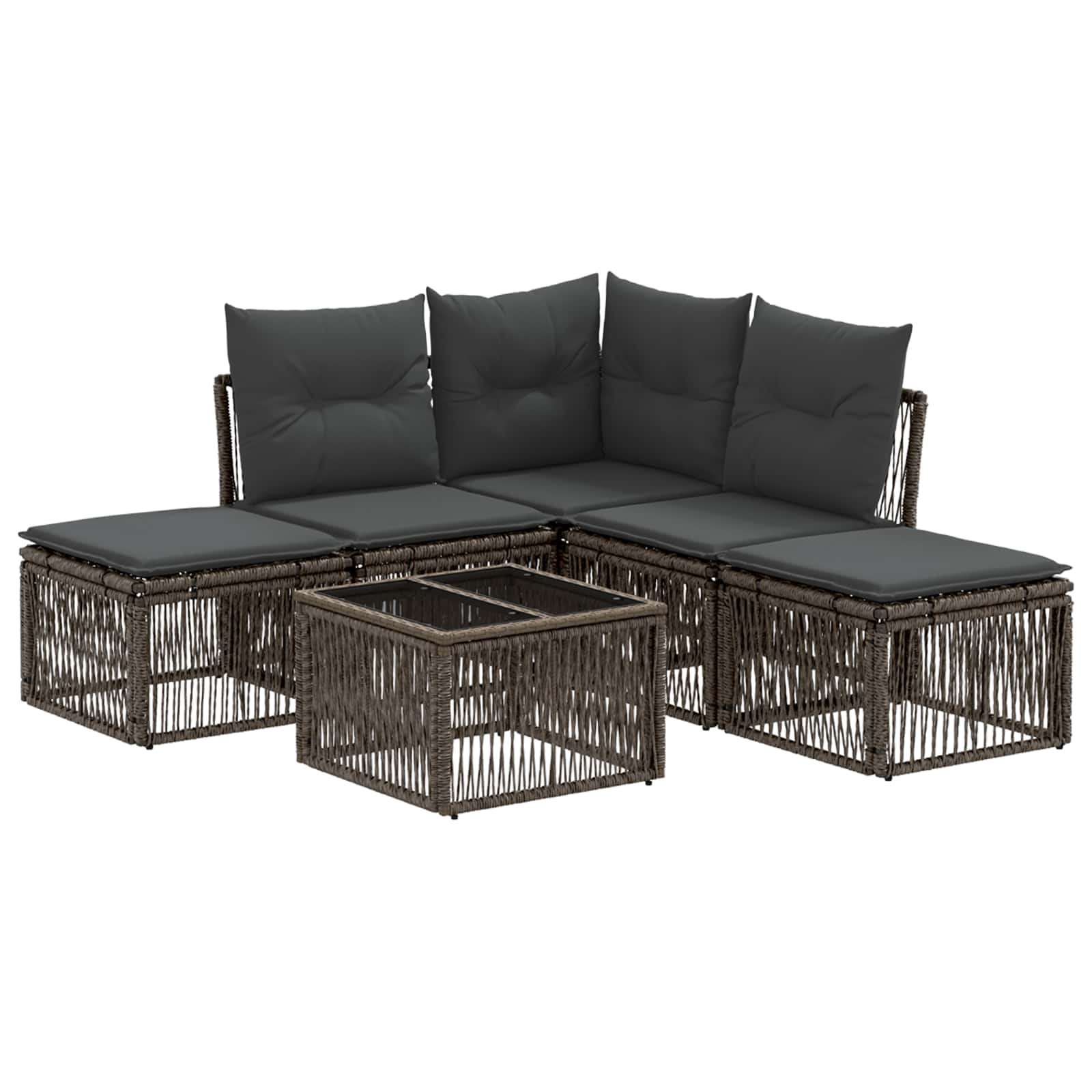 Gartensofa-set 6 pcs Grau Poly-Rattan
