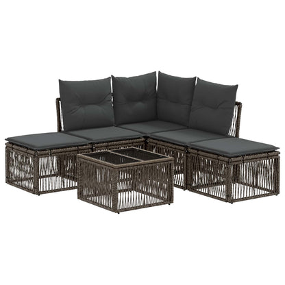 Gartensofa-set 6 stk. Grau Poly-Rattan