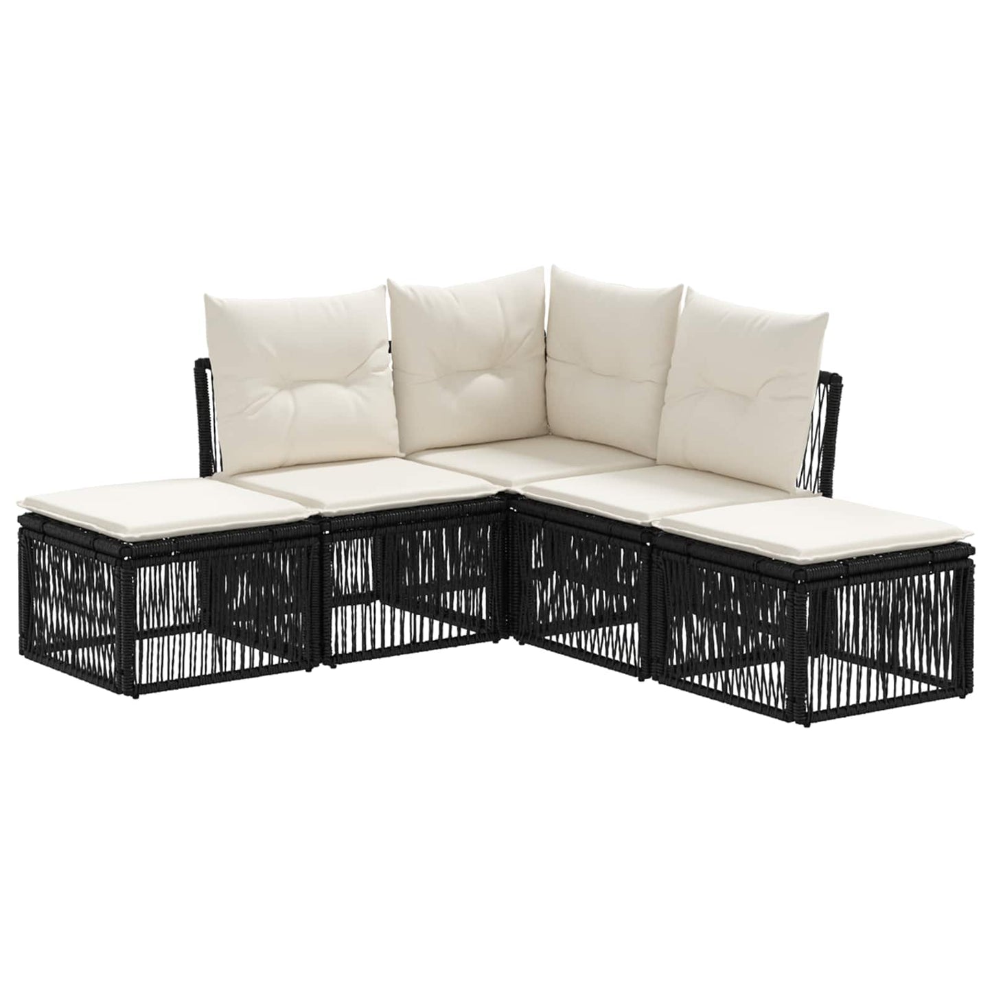 Gartensofa-set 5 stk. Schwarz Poly-Rattan