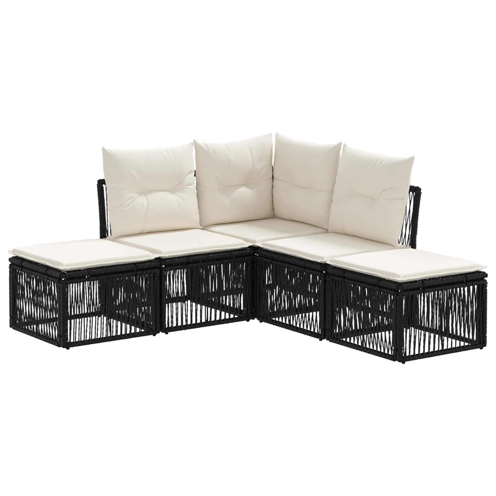 Gartensofa-set 5 stk. Schwarz Poly-Rattan