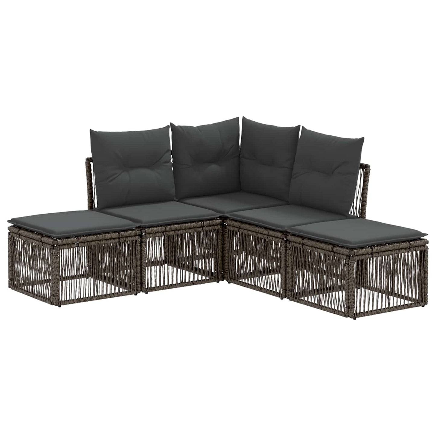Gartensofa-set 5 stk. Grau Poly-Rattan