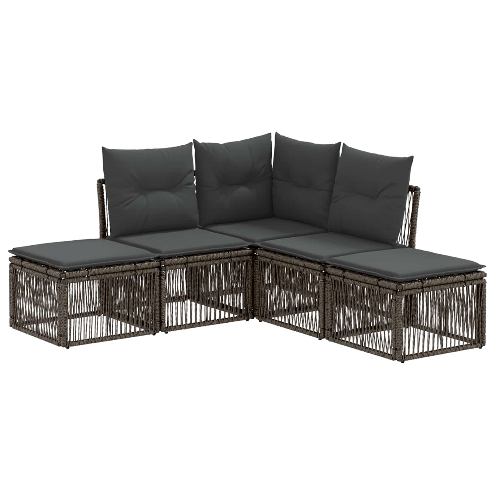 Gartensofa-set 5 stk. Grau Poly-Rattan