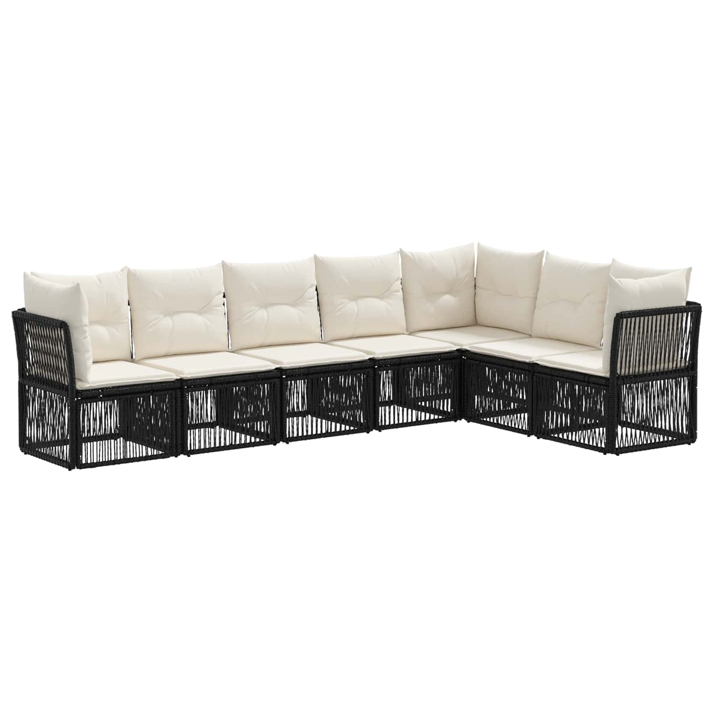 Gartensofa-set 7 pcs Schwarz Poly-Rattan
