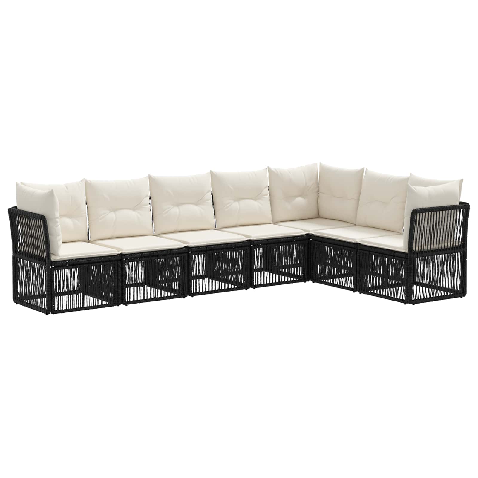 Gartensofa-set 7 pcs Schwarz Poly-Rattan