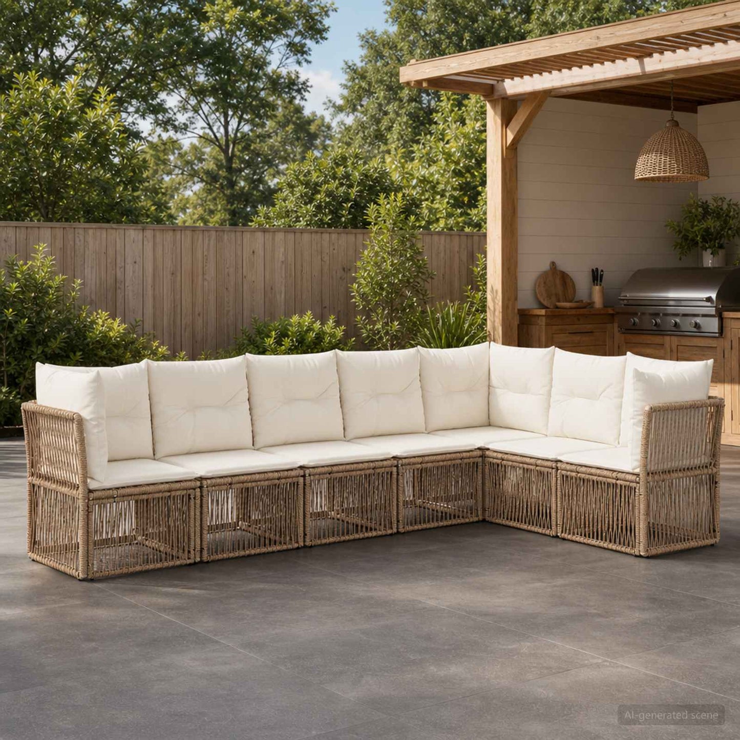 Gartensofa-set 7 pcs Beige Poly-Rattan