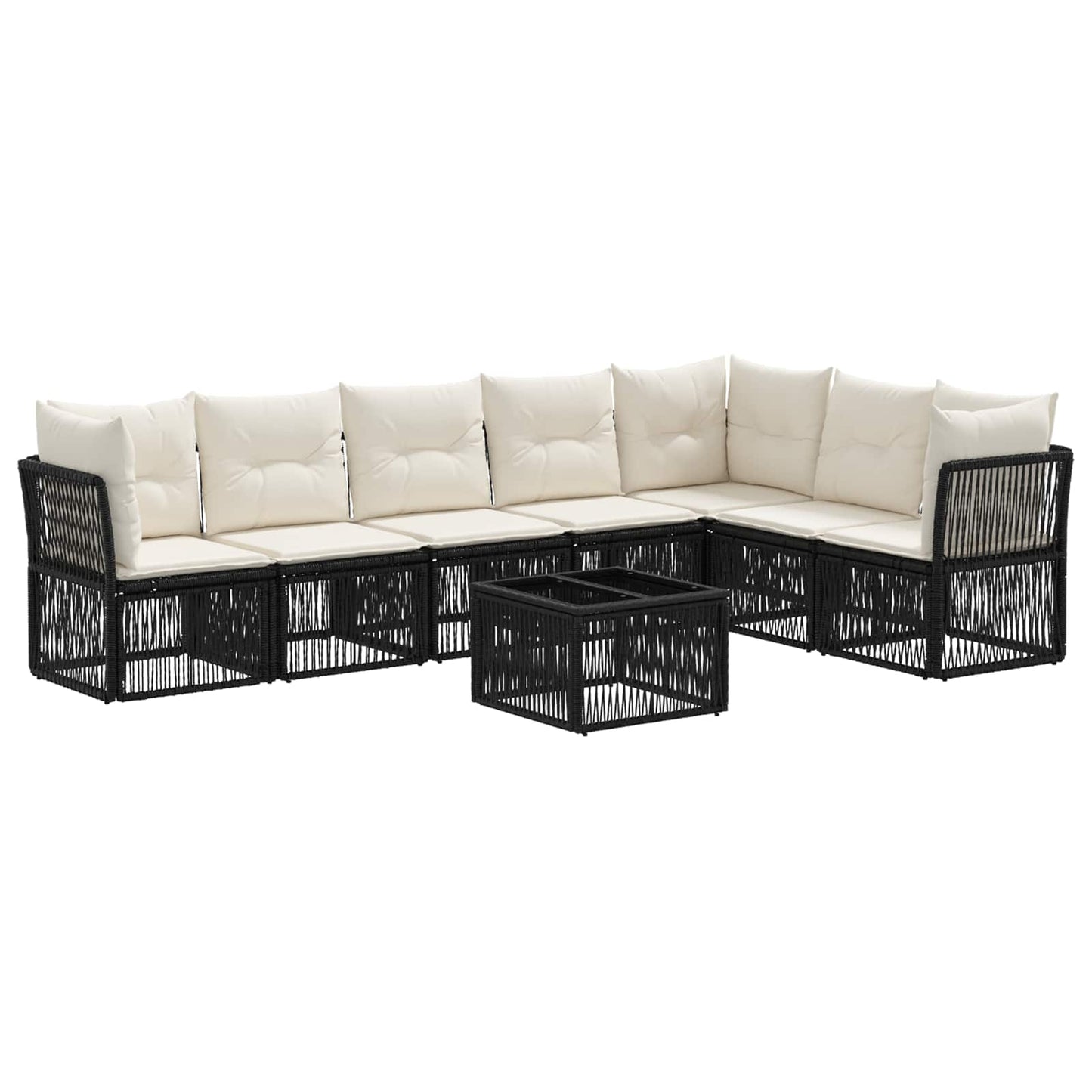 Gartensofa-set 8 pcs Schwarz Poly-Rattan