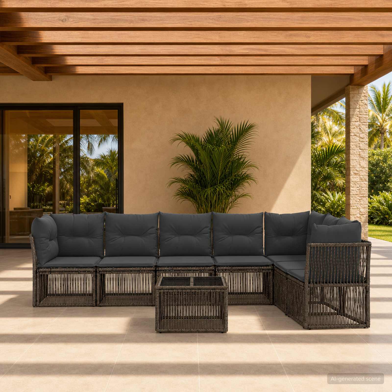 Gartensofa-set 8 stk. Grau Poly-Rattan