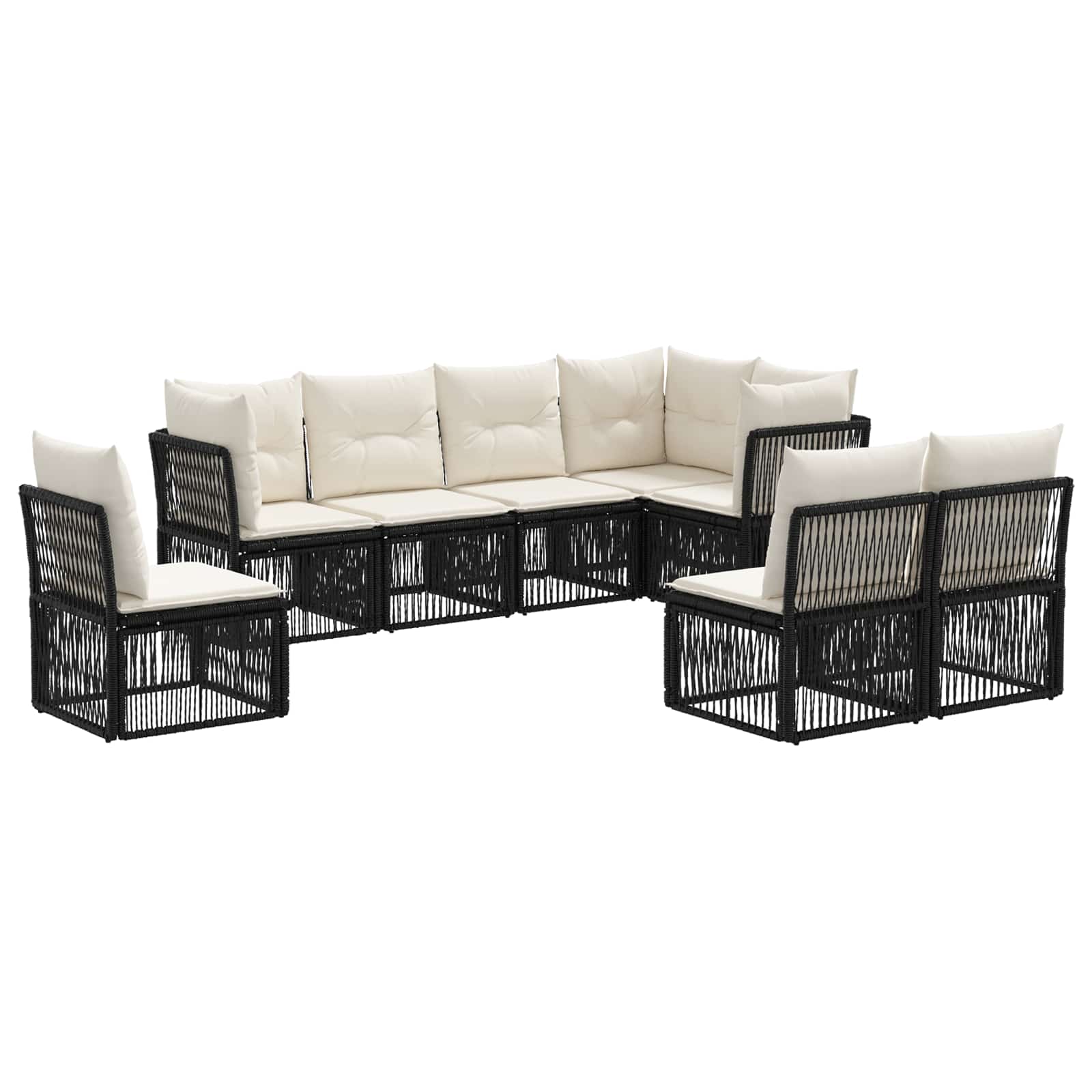 Gartensofa-set 8 pcs Schwarz Poly-Rattan