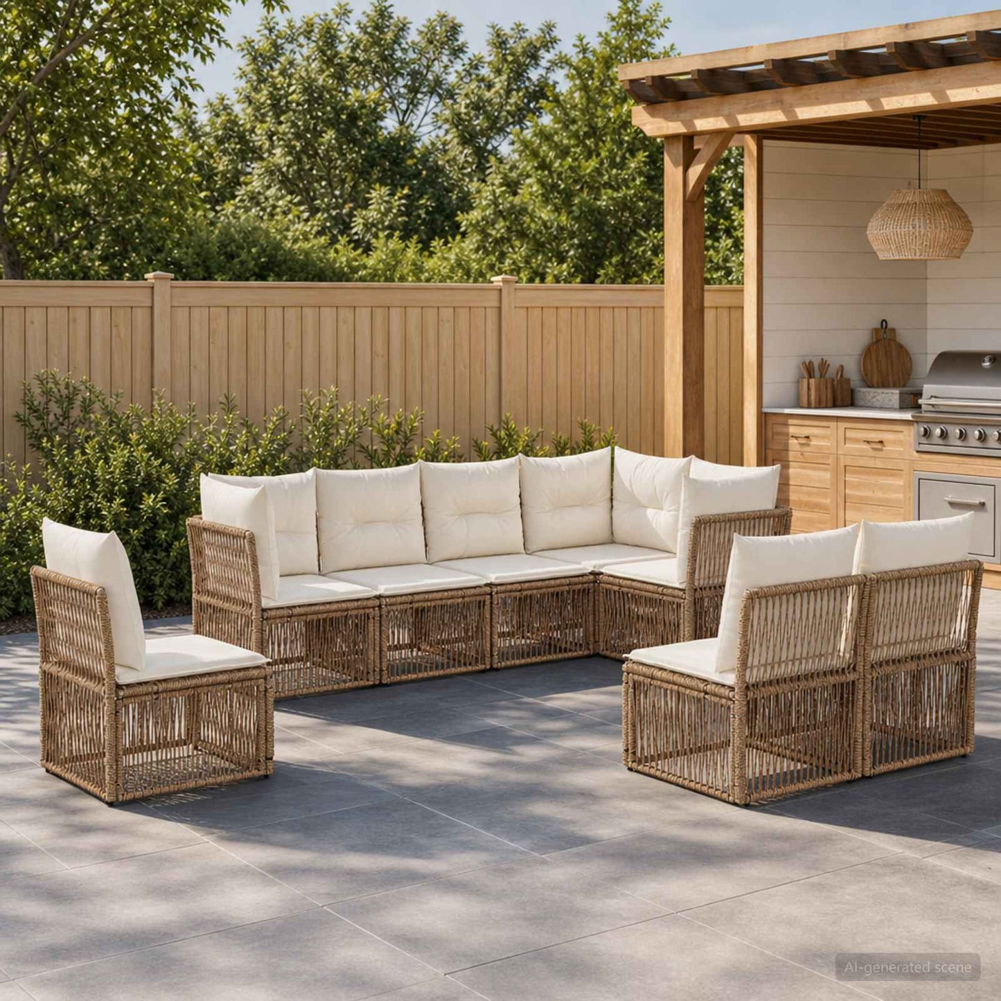 Gartensofa-set 8 pcs Beige Poly-Rattan