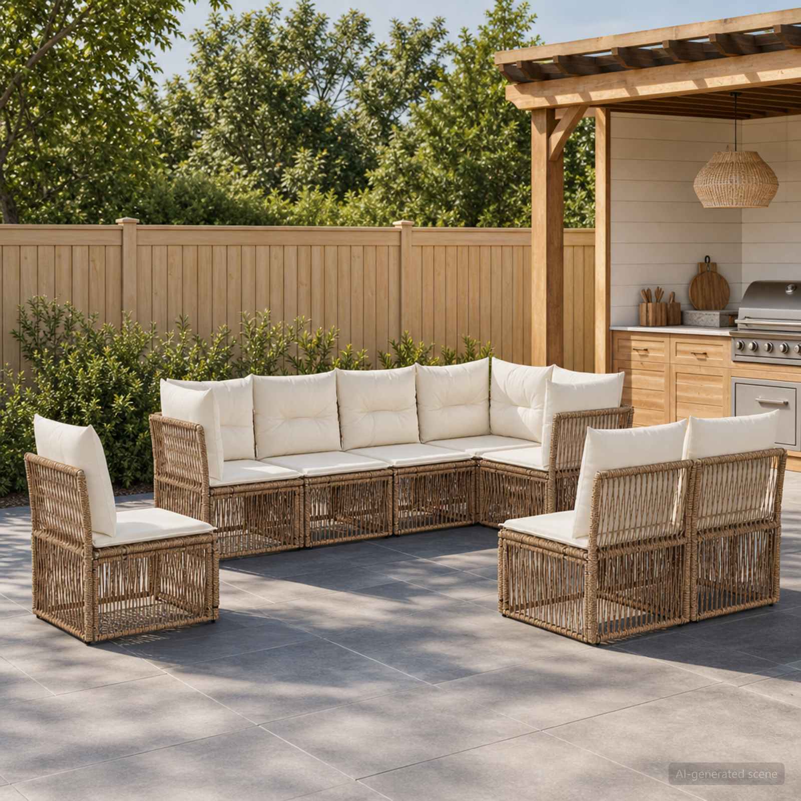 Gartensofa-set 8 pcs Beige Poly-Rattan