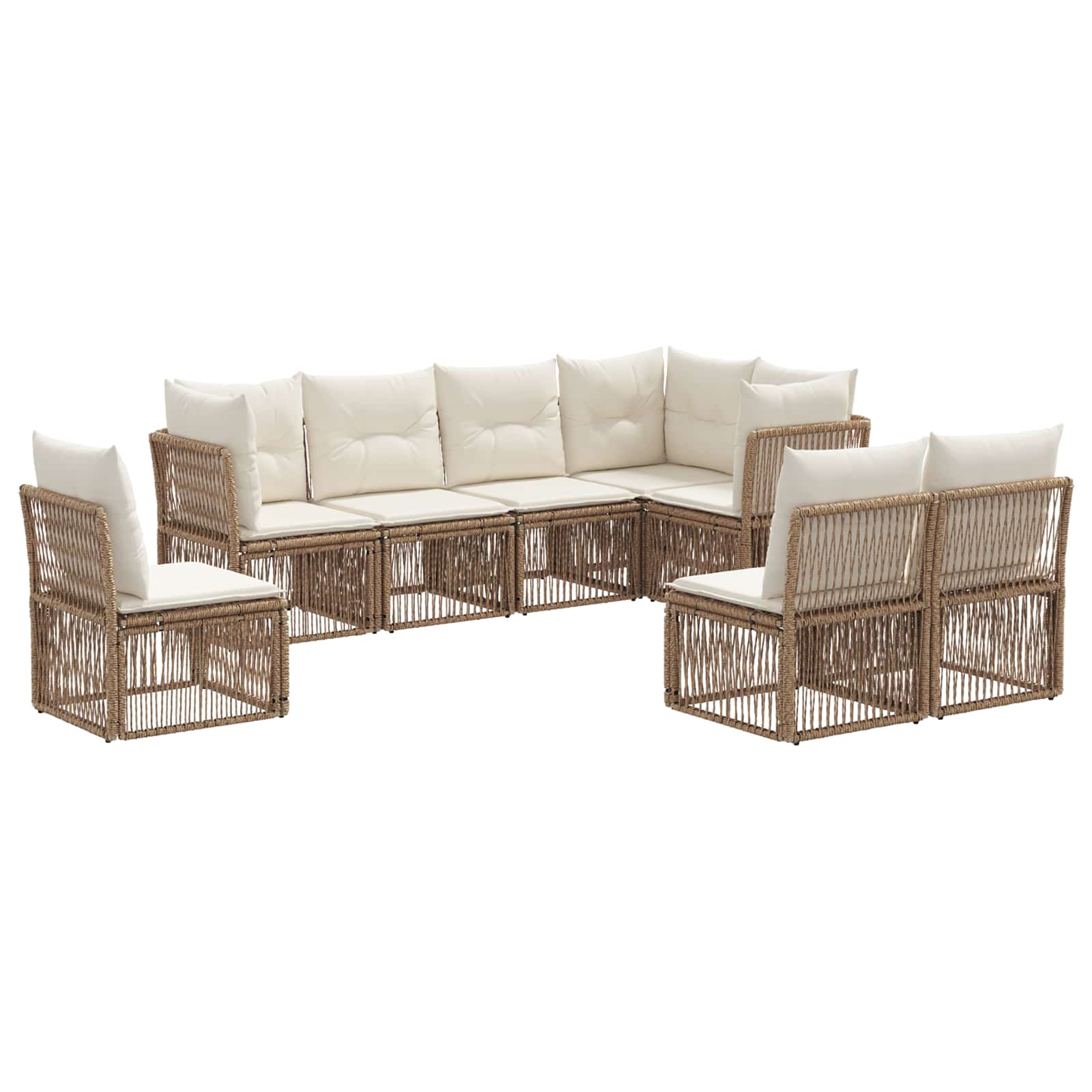Gartensofa-set 8 pcs Beige Poly-Rattan