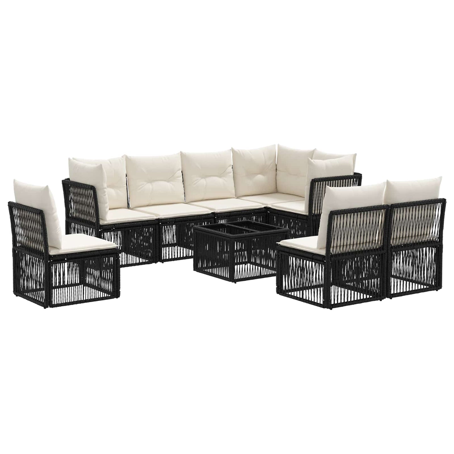 Gartensofa-set 9 pcs Schwarz Poly-Rattan