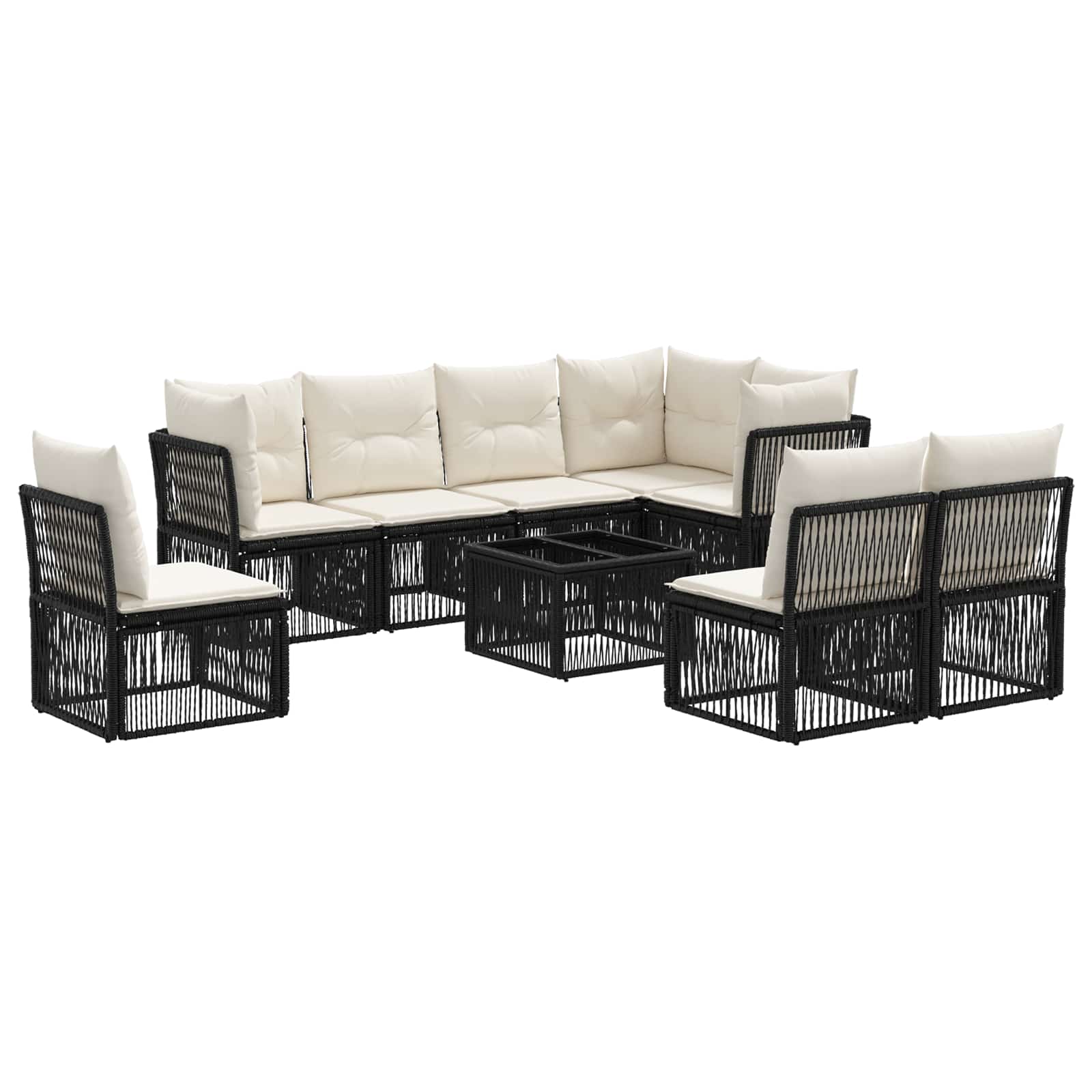 Gartensofa-set 9 pcs Schwarz Poly-Rattan