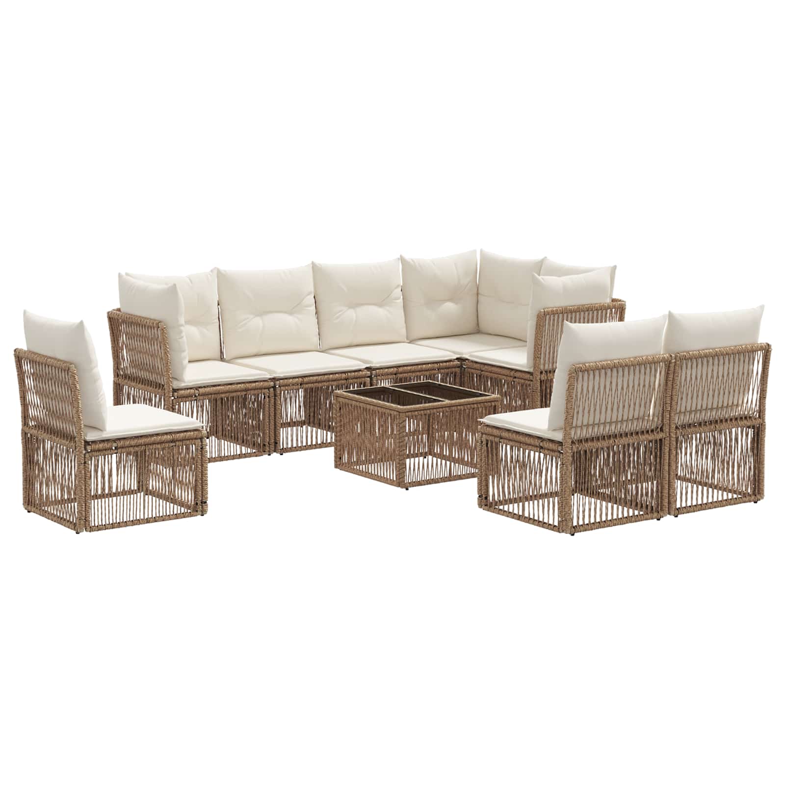Gartensofa-set 9 pcs Beige Poly-Rattan