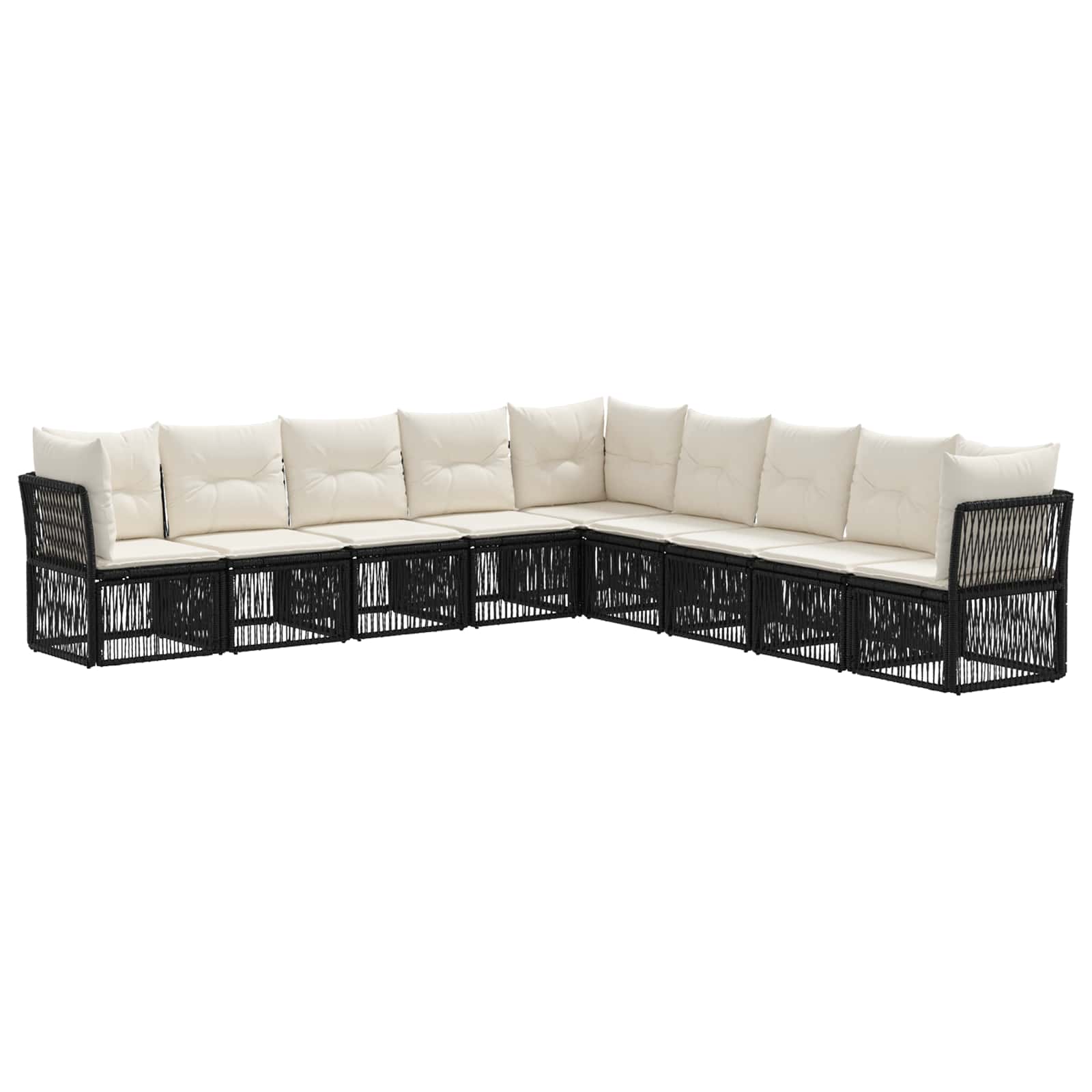 Gartensofa-set 9 stk. Schwarz Poly-Rattan