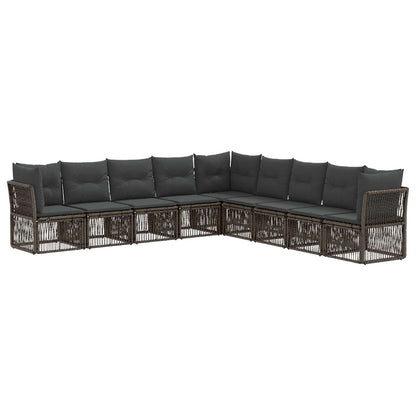 Gartensofa-set 9 stk. Grau Poly-Rattan