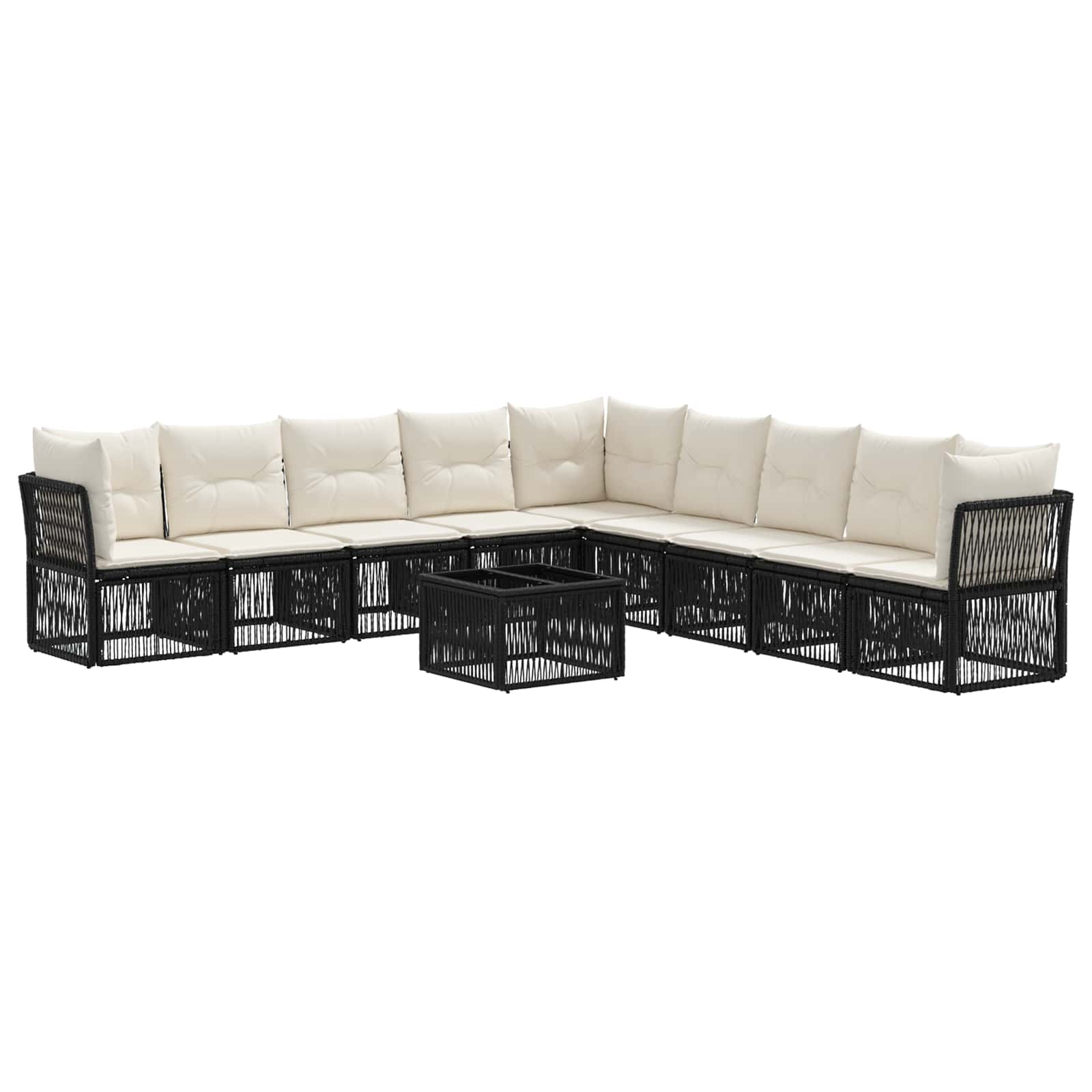 Gartensofa-set 10 stk. Schwarz Poly-Rattan
