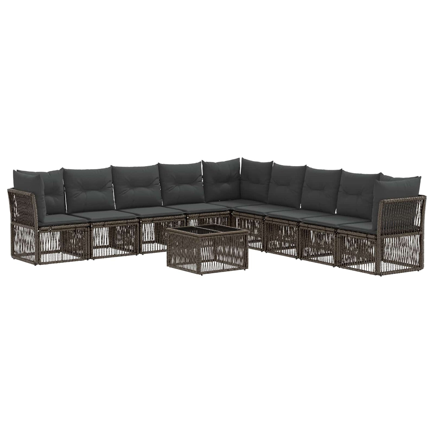 Gartensofa-set 10 stk. Grau Poly-Rattan