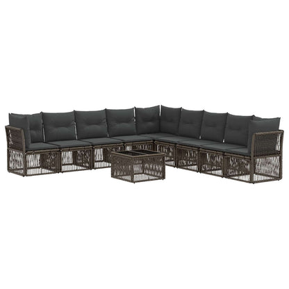 Gartensofa-set 10 stk. Grau Poly-Rattan