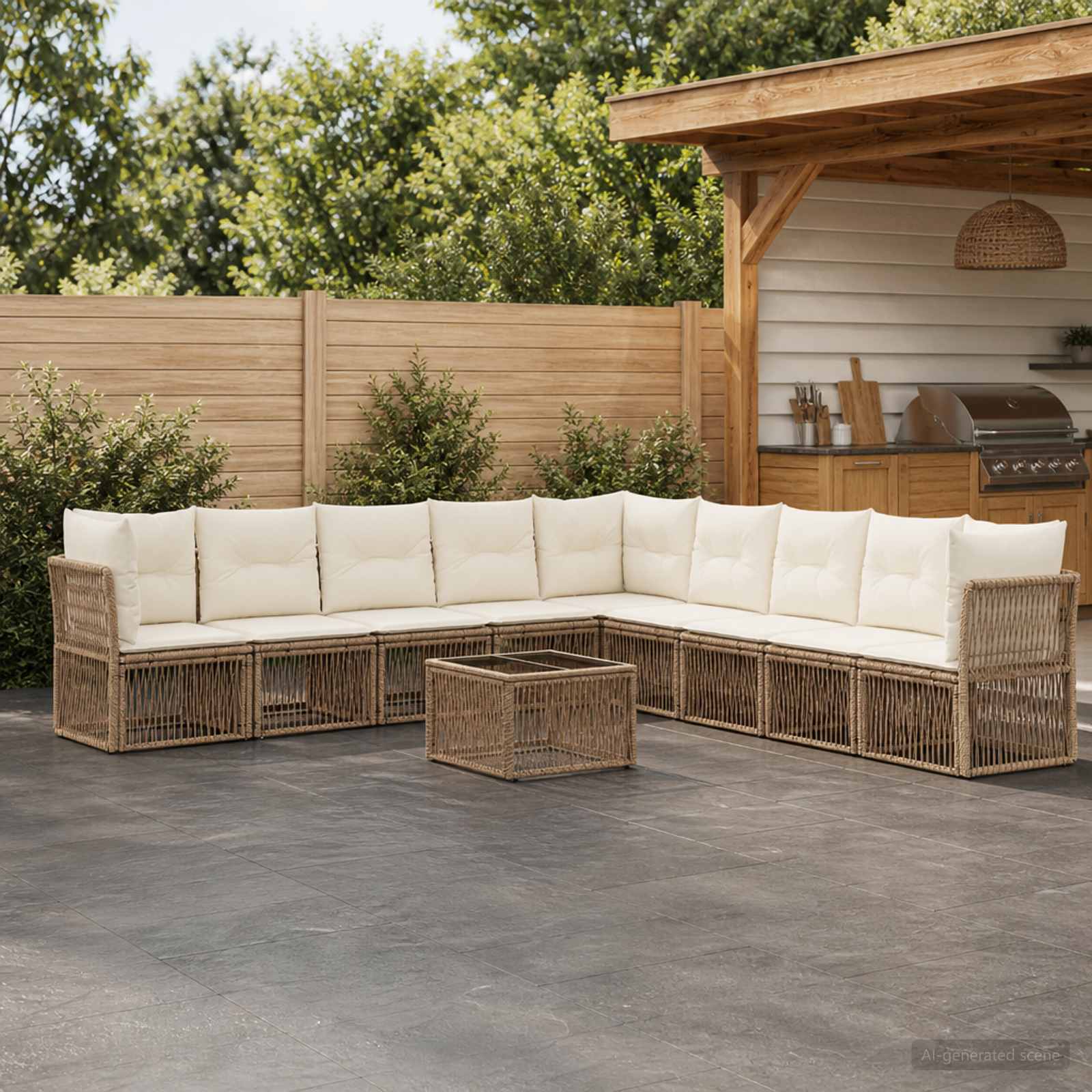 Gartensofa-set 10 pcs Beige Poly-Rattan