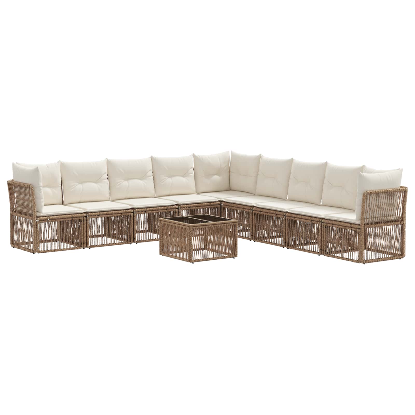 Gartensofa-set 10 pcs Beige Poly-Rattan