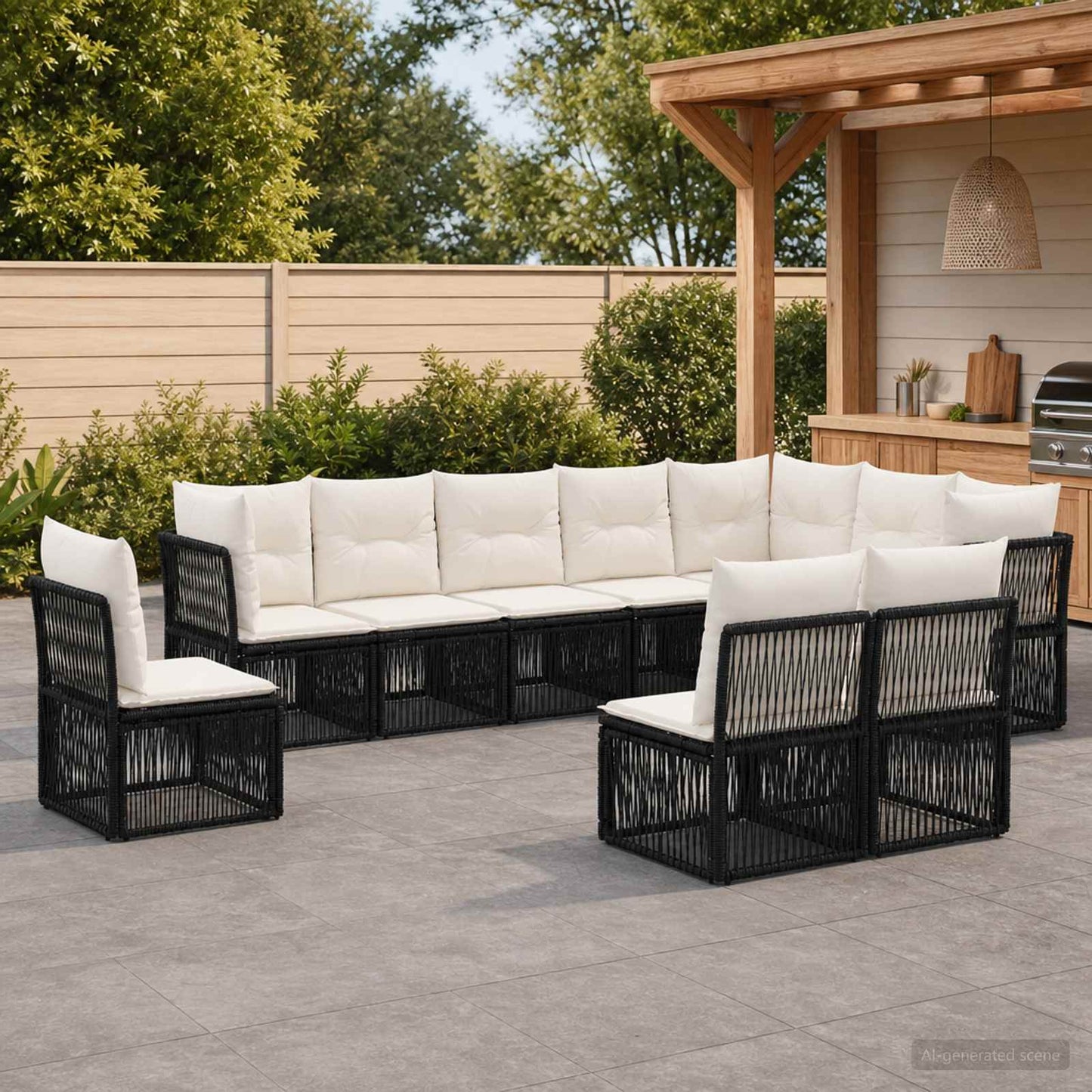 Gartensofa-set 10 pcs Schwarz Poly-Rattan