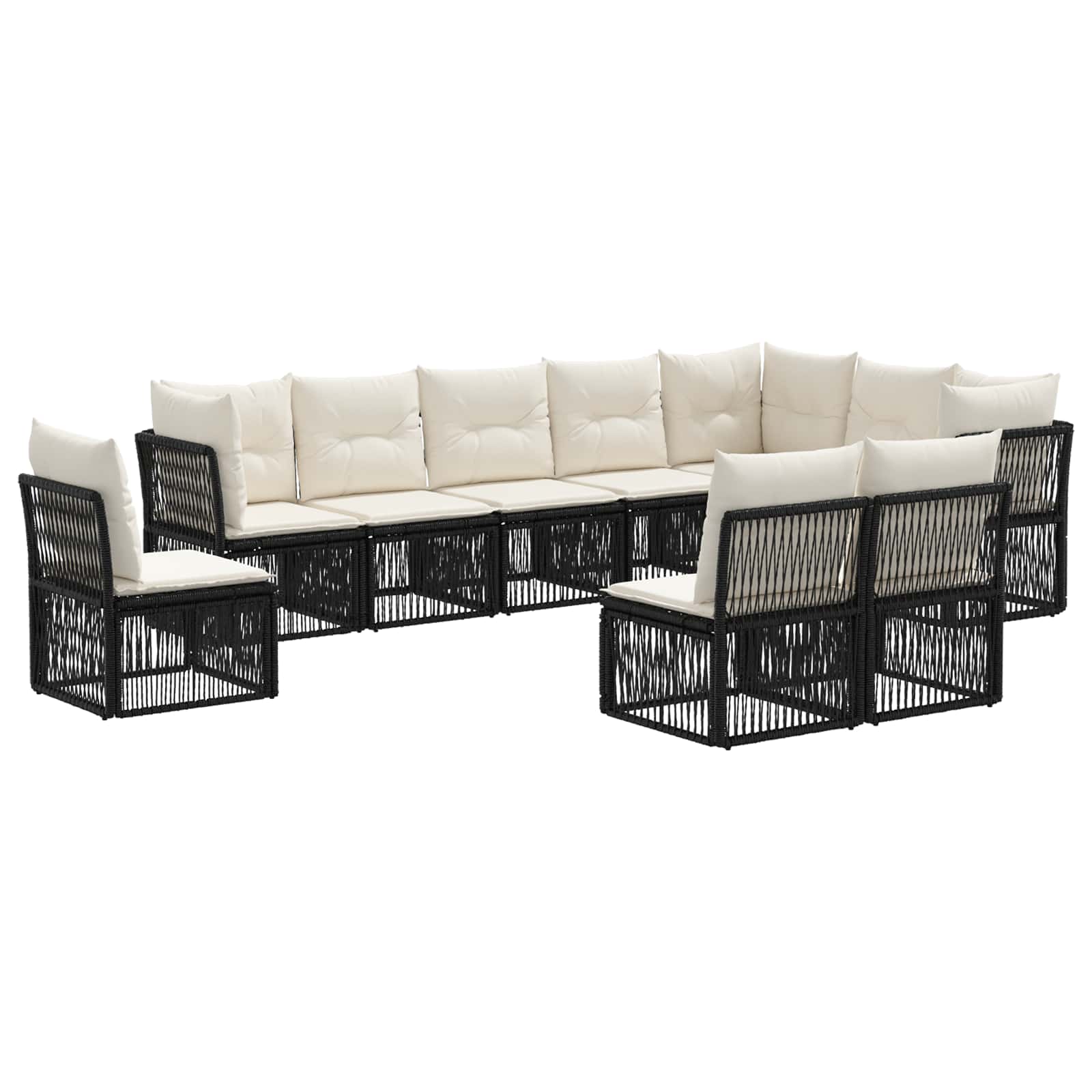 Gartensofa-set 10 pcs Schwarz Poly-Rattan