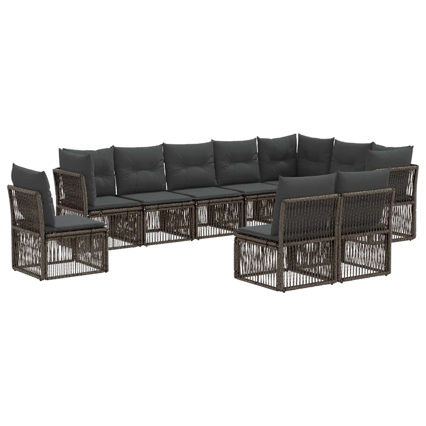 Gartensofa-set 10 pcs Grau Poly-Rattan