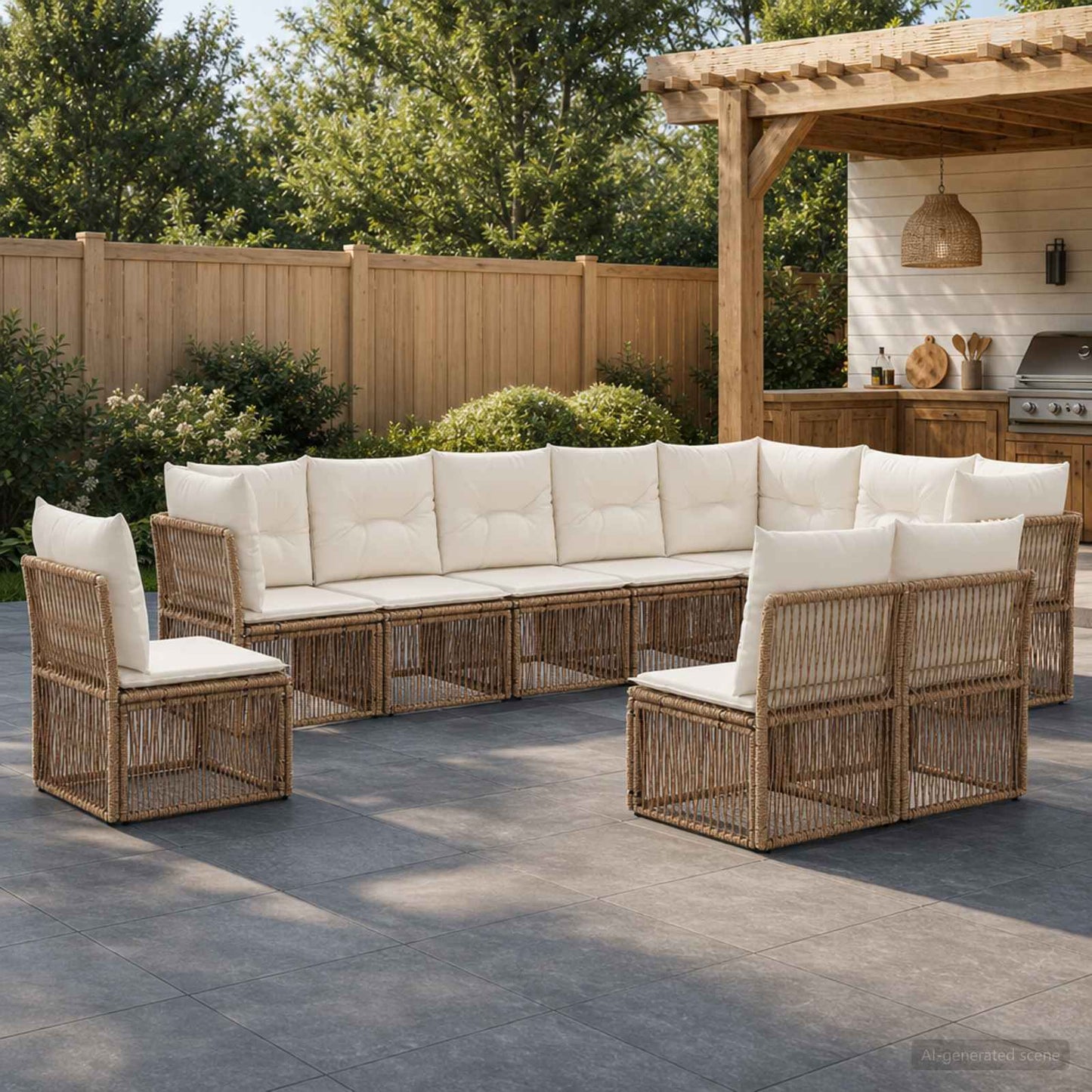 Gartensofa-set 10 pcs Beige Poly-Rattan