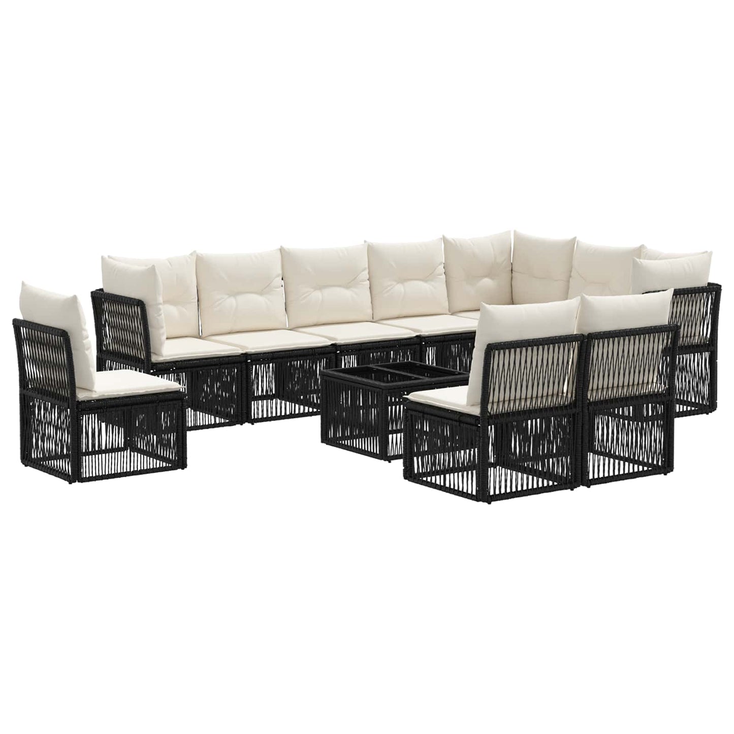 Gartensofa-set 11 pcs Schwarz Poly-Rattan