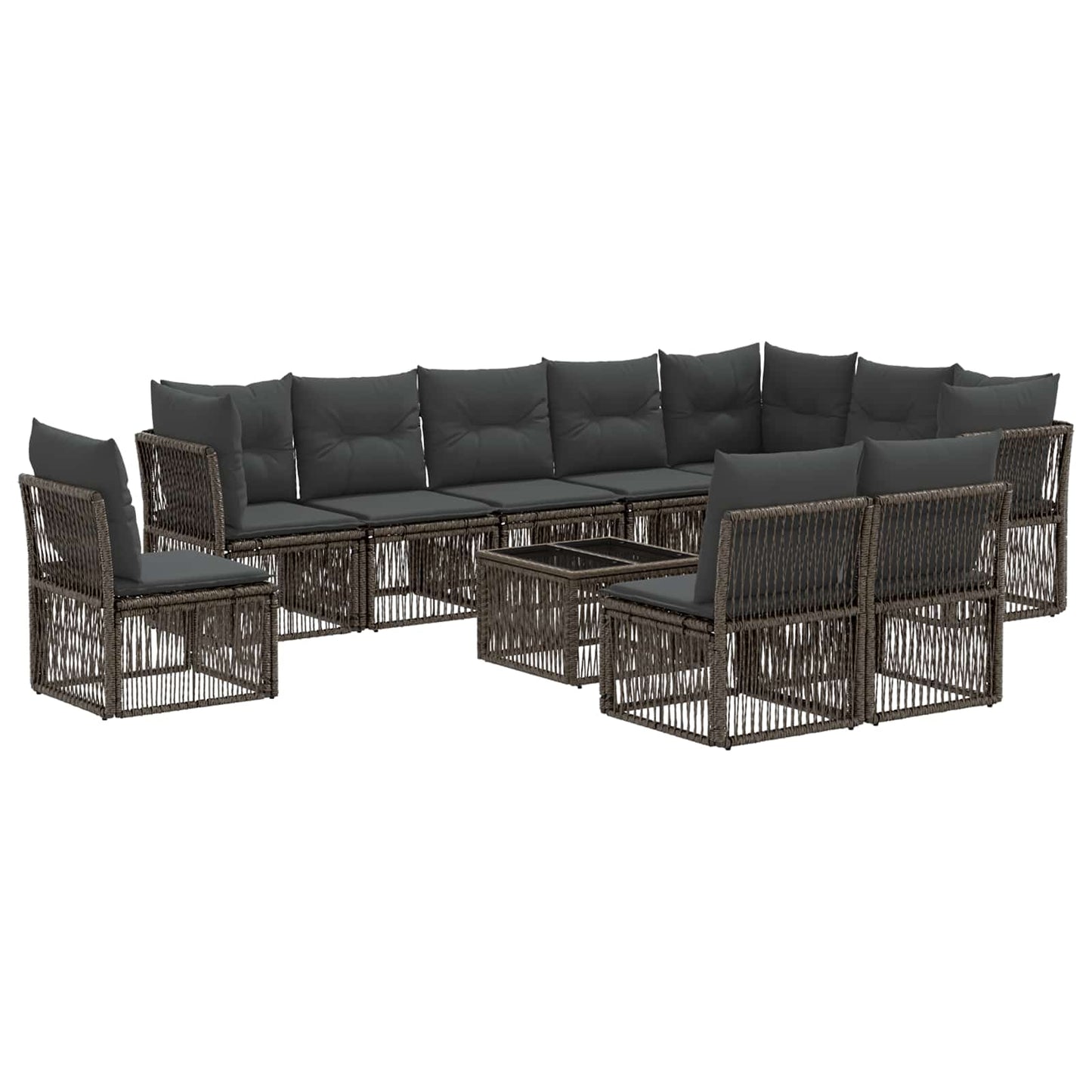 Gartensofa-set 11 stk. Grau Poly-Rattan