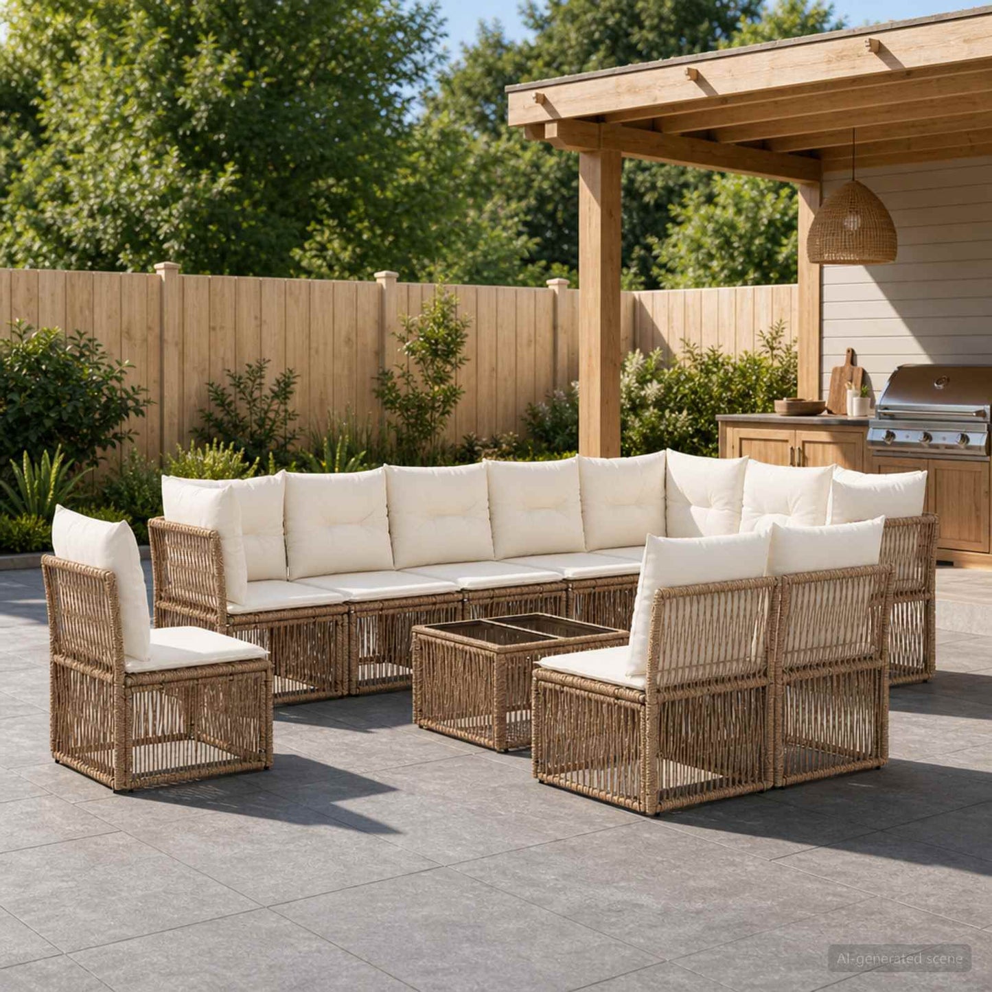 Gartensofa-set 11 pcs Beige Poly-Rattan
