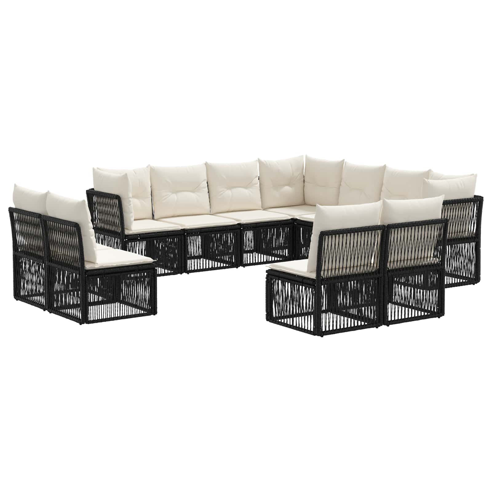 Gartensofa-set 11 pcs Schwarz Poly-Rattan