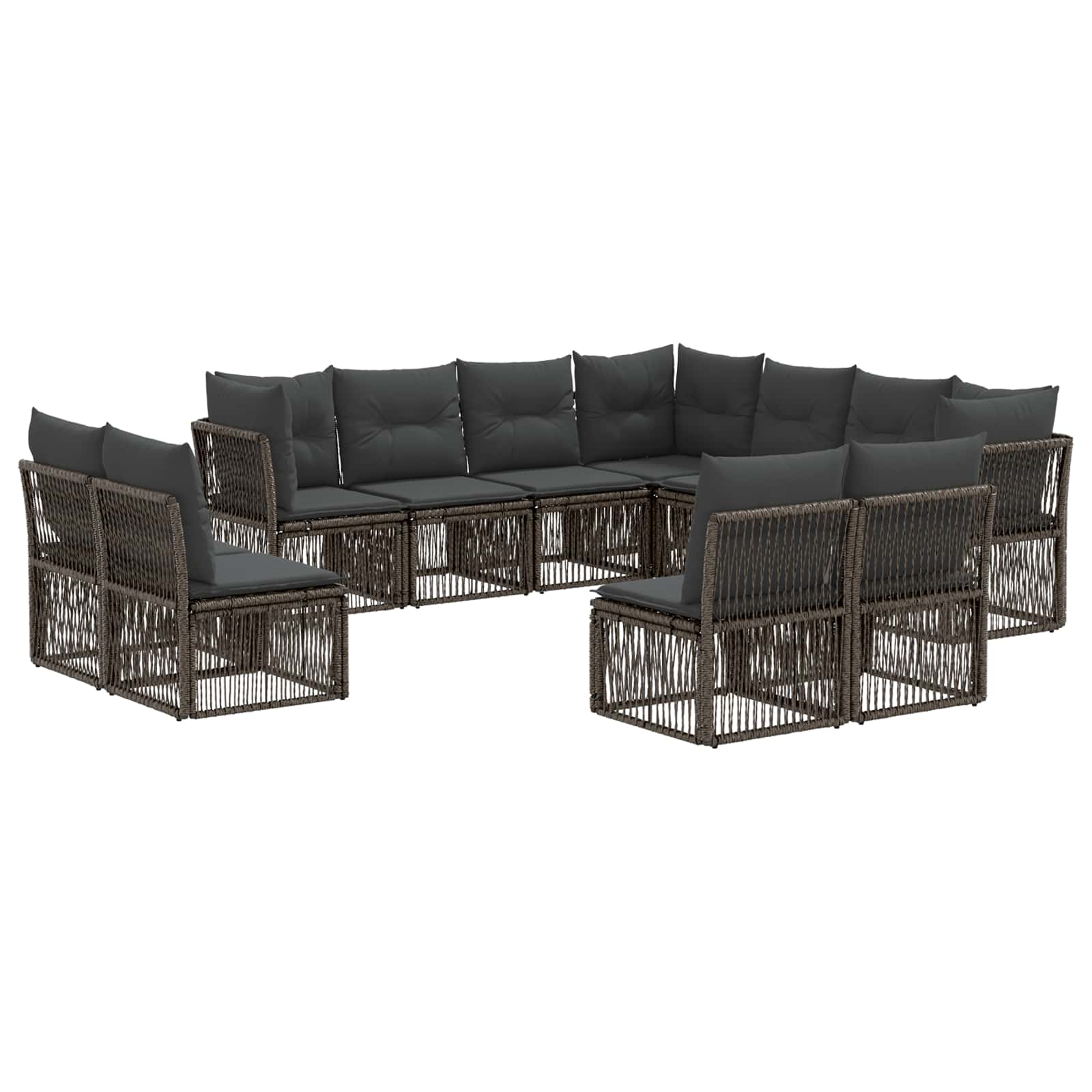 Gartensofa-set 11 stk. Grau Poly-Rattan
