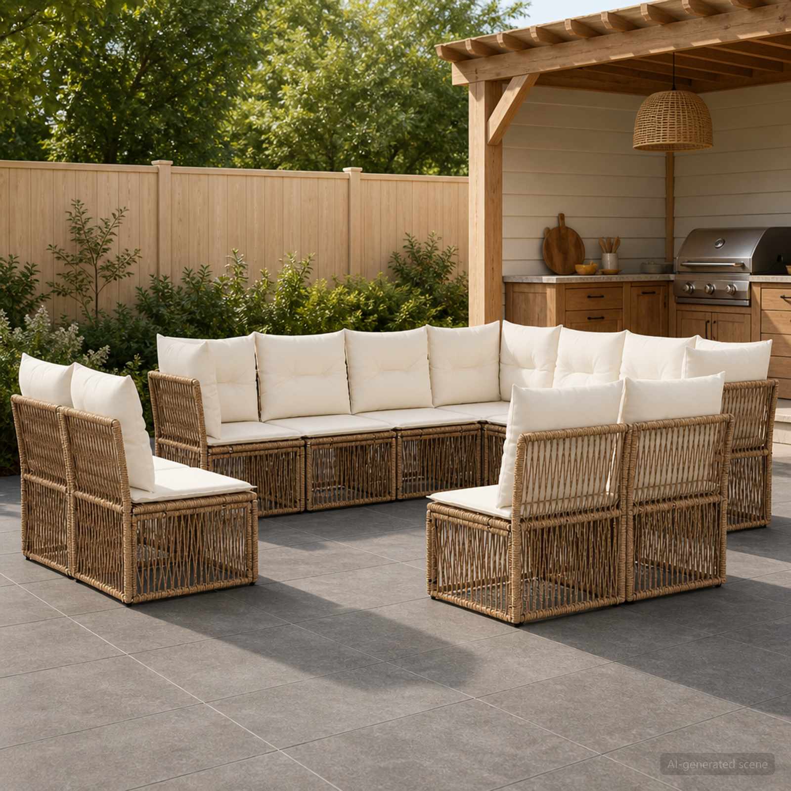 Gartensofa-set 11 pcs Beige Poly-Rattan