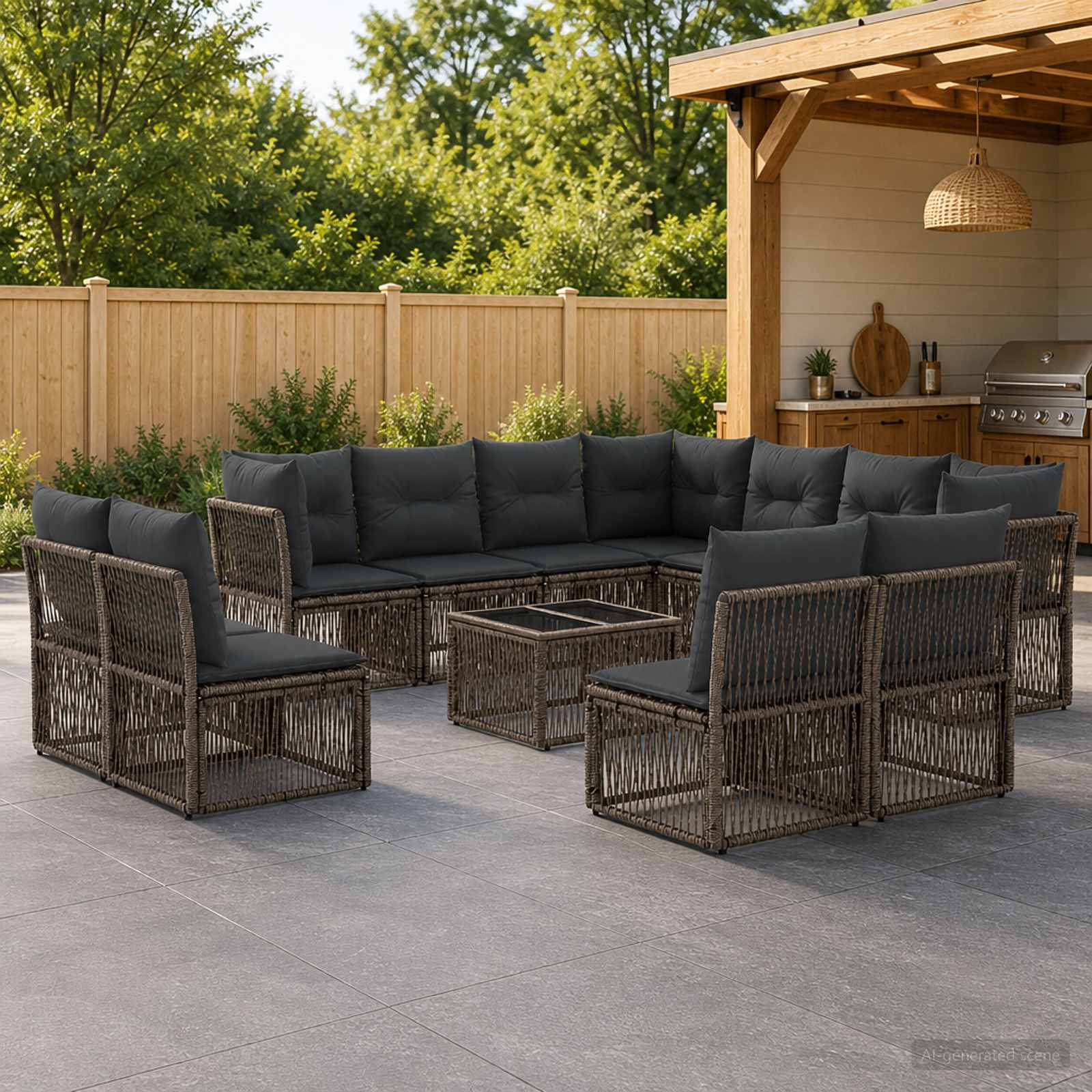 Gartensofa-set 12 stk. Grau Poly-Rattan