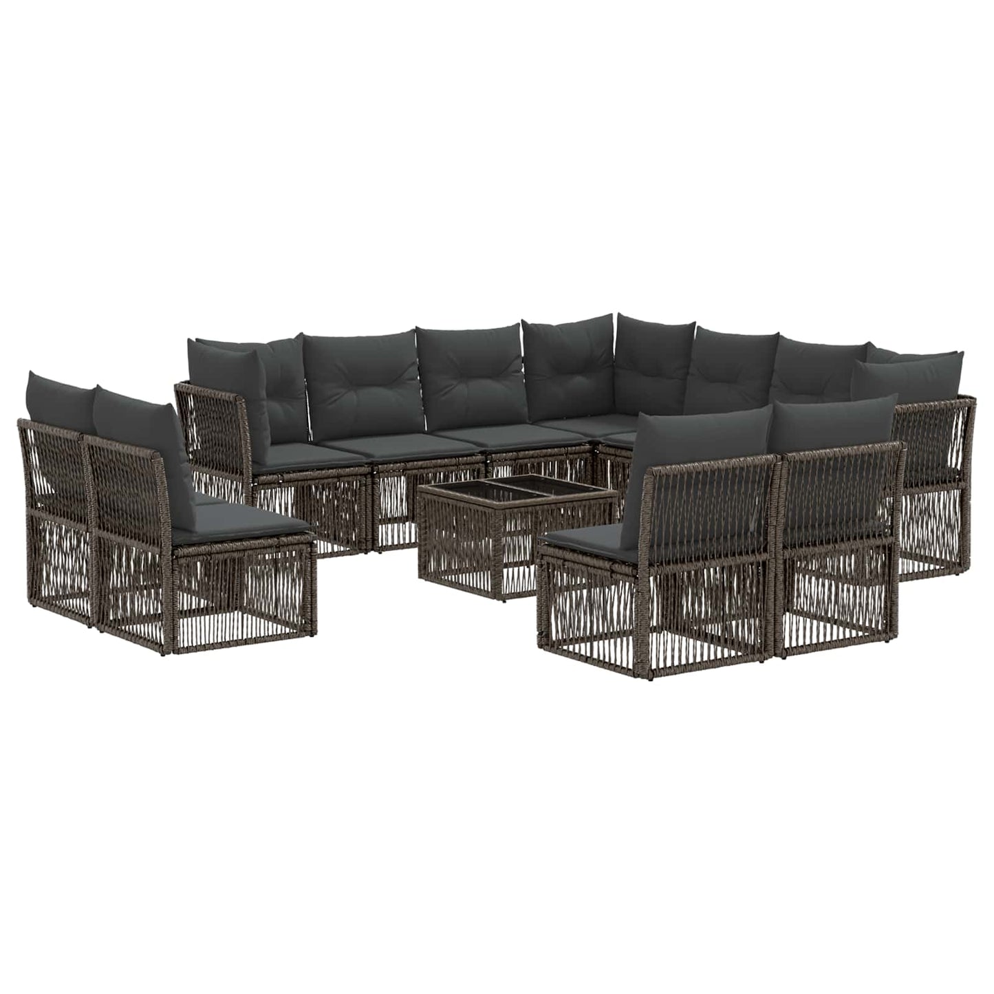 Gartensofa-set 12 stk. Grau Poly-Rattan