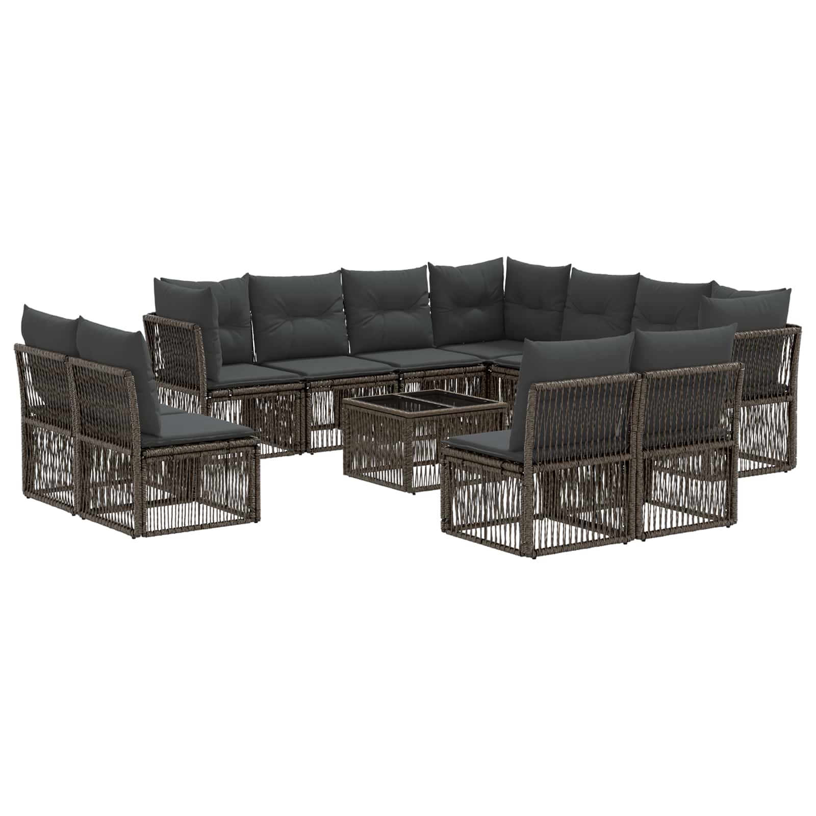 Gartensofa-set 12 stk. Grau Poly-Rattan