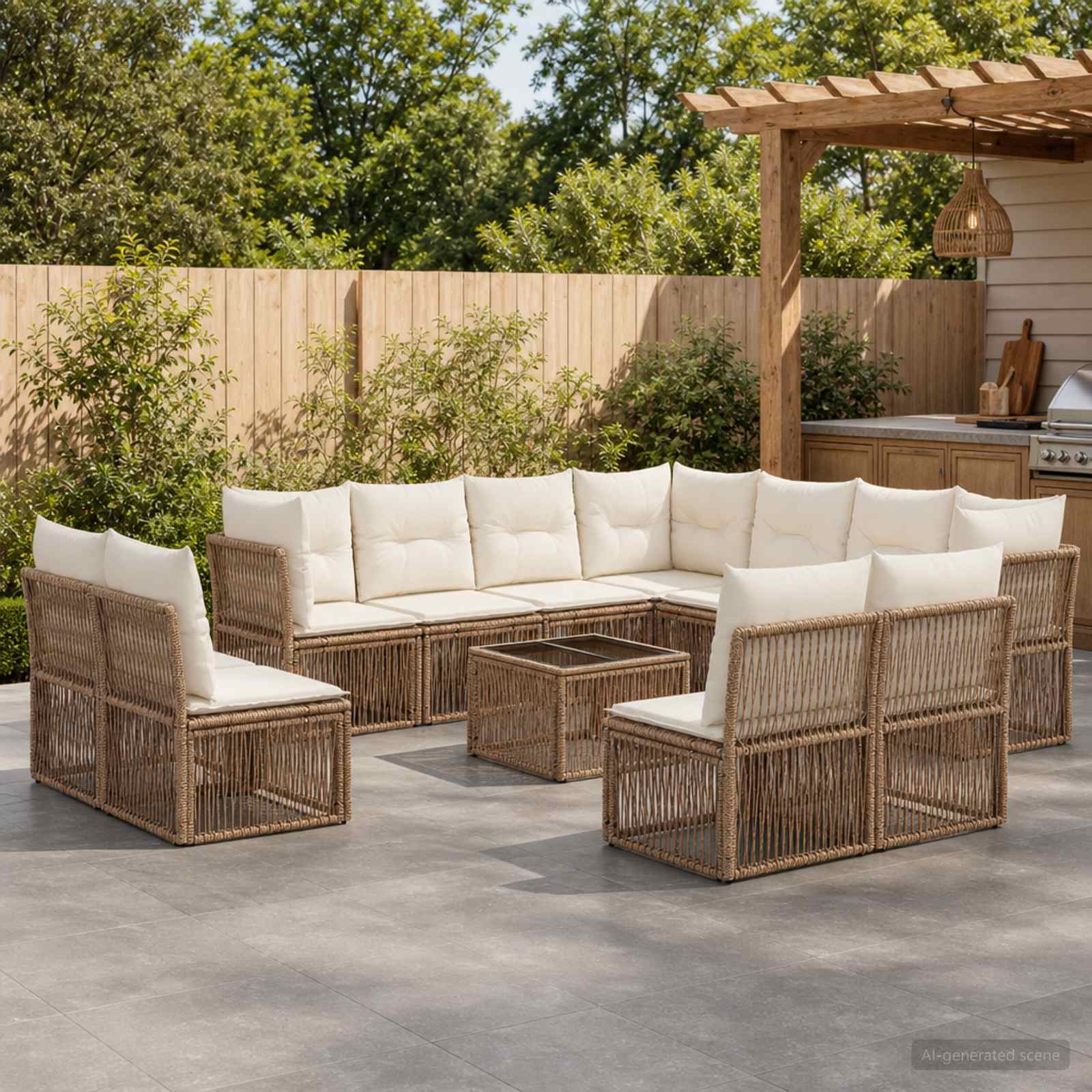 Gartensofa-set 12 pcs Beige Poly-Rattan