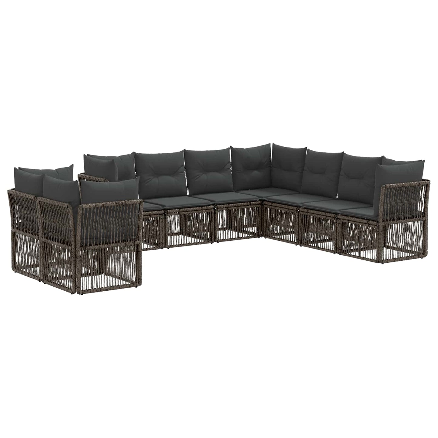 Gartensofa-set 9 pcs Grau Poly-Rattan