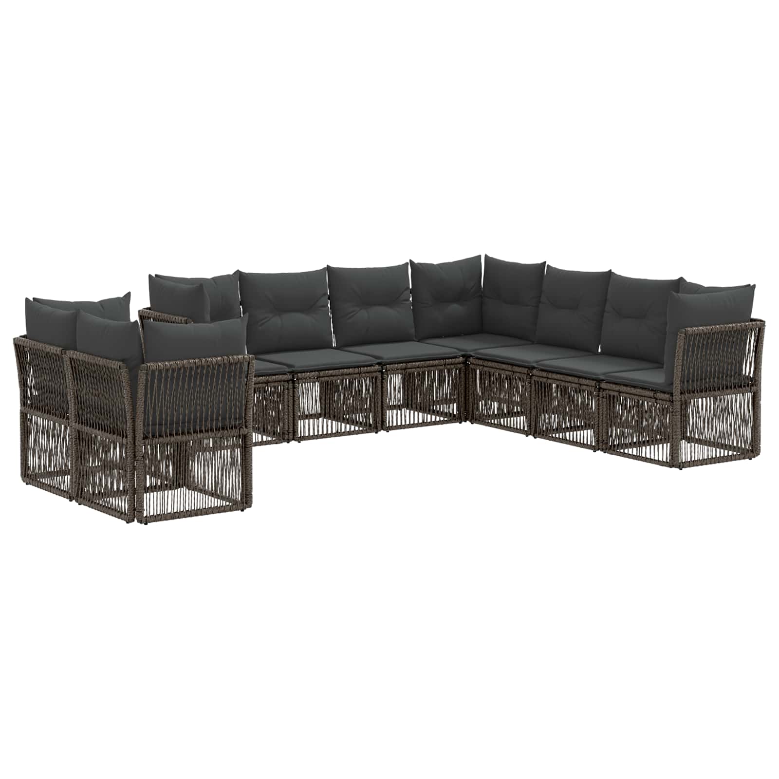 Gartensofa-set 9 pcs Grau Poly-Rattan