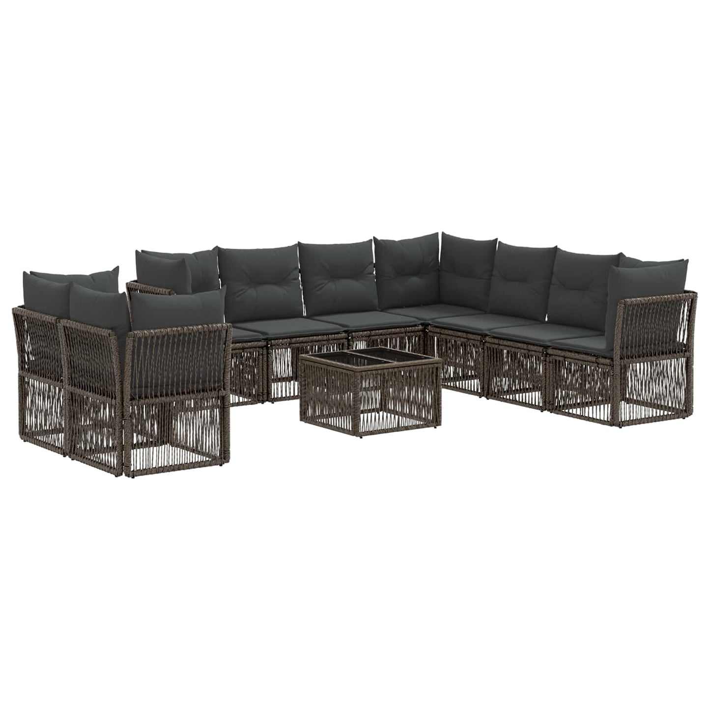 Gartensofa-set 10 stk. Grau Poly-Rattan