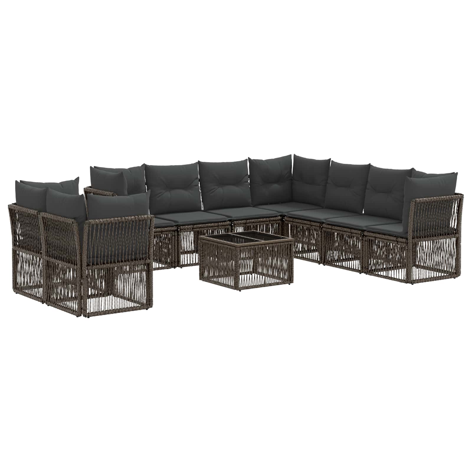 Gartensofa-set 10 stk. Grau Poly-Rattan