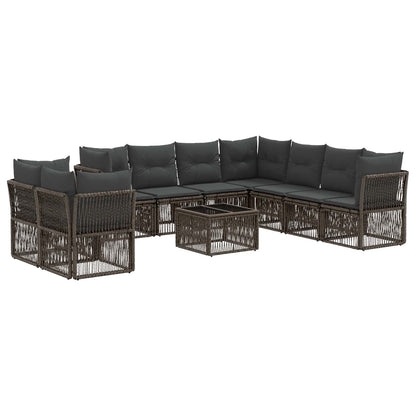 Gartensofa-set 10 stk. Grau Poly-Rattan