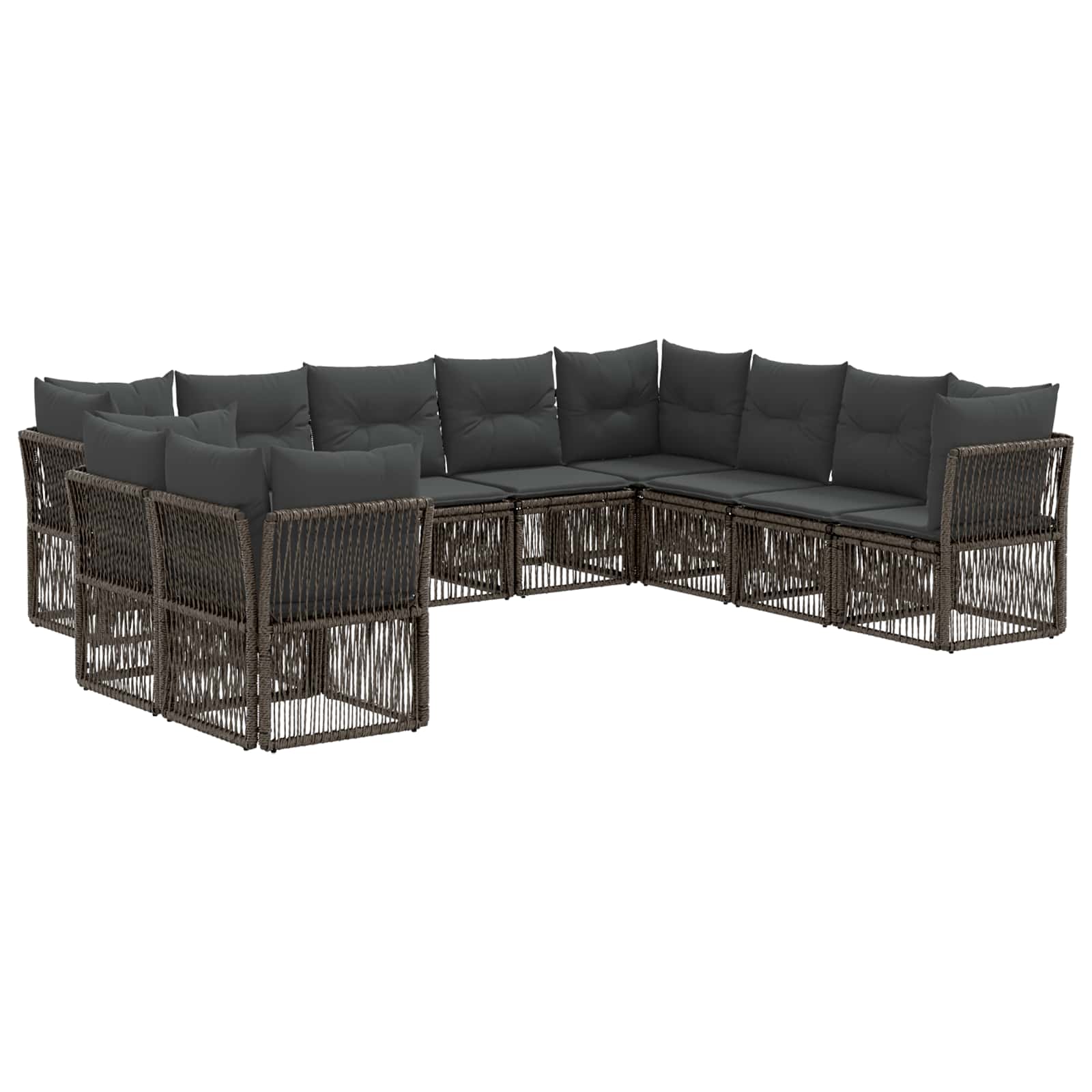 Gartensofa-set 10 pcs Grau Poly-Rattan