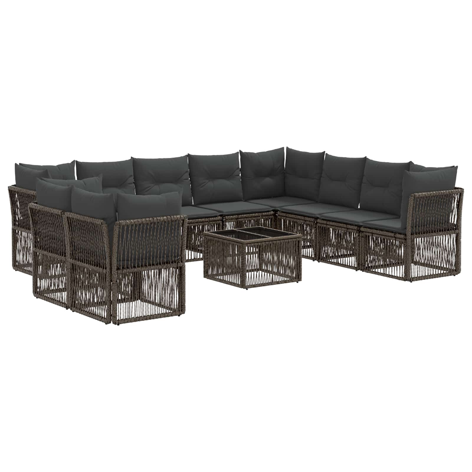 Gartensofa-set 11 stk. Grau Poly-Rattan